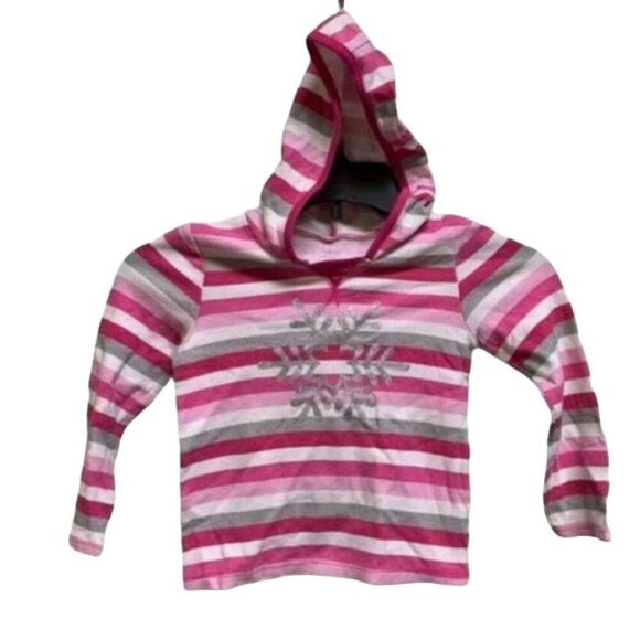 The Children's Place Other - The Children's Place Girls 4T Pink‎ Striped Snowflake Waffle Knit Hoodie